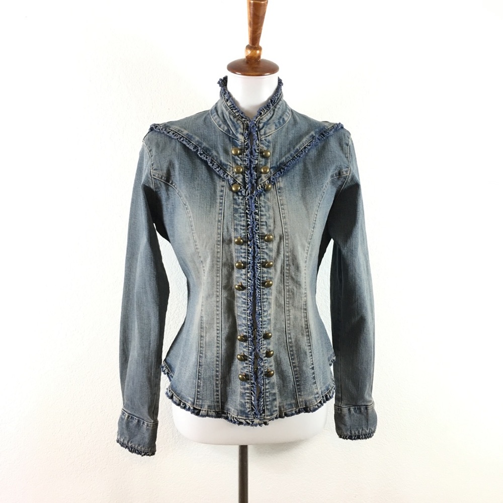 Wrangler Blues Denim Button Military Jacket